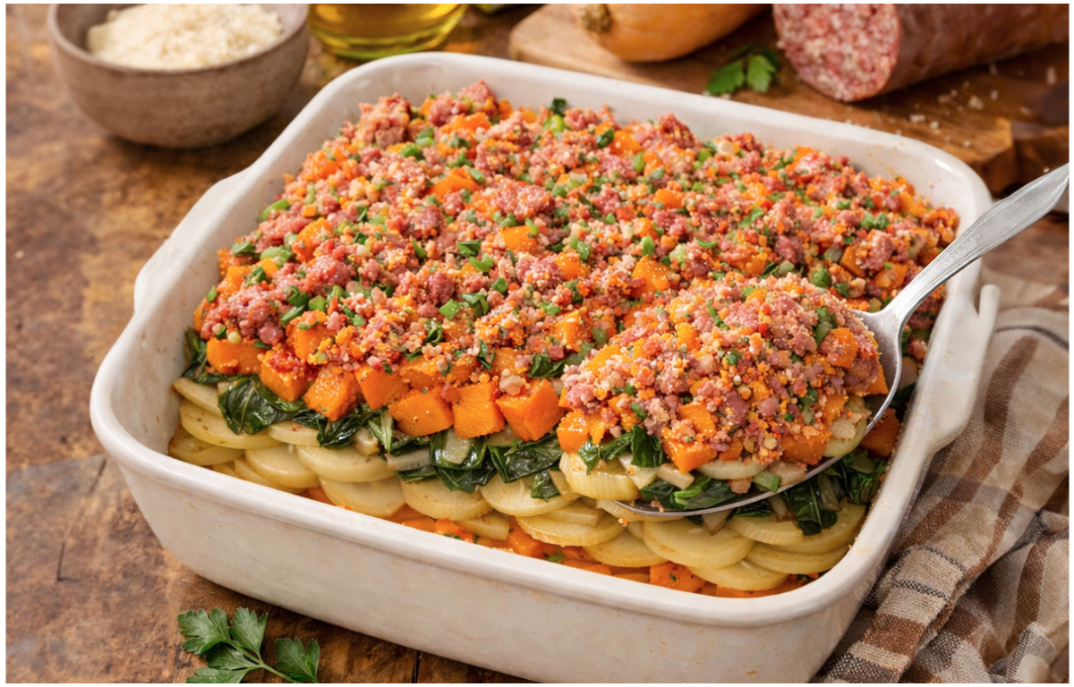 Pasticcio di cotechino e zucca