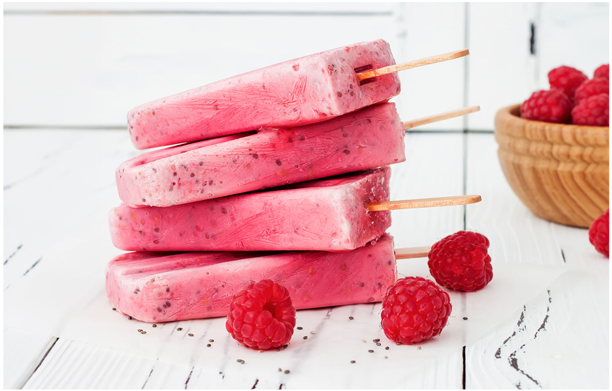 Ghiaccioli ai lamponi e yogurt