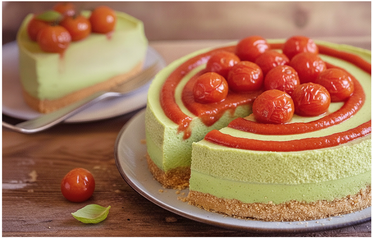 Cheesecake salata al pesto e pomodorini